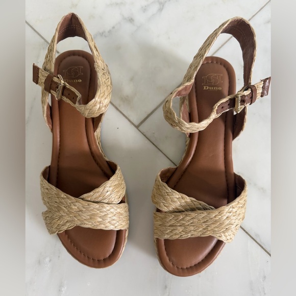 Dune London Euro 41 Straw Tan Natural Fiber Platform Ankle Wrap Sandals US Sz 10 - Picture 3 of 9